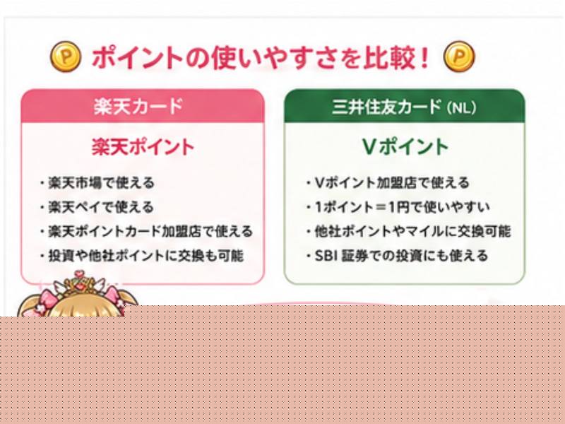 楽天ポイントとVポイント(三井住友カードNL)の使い道比較