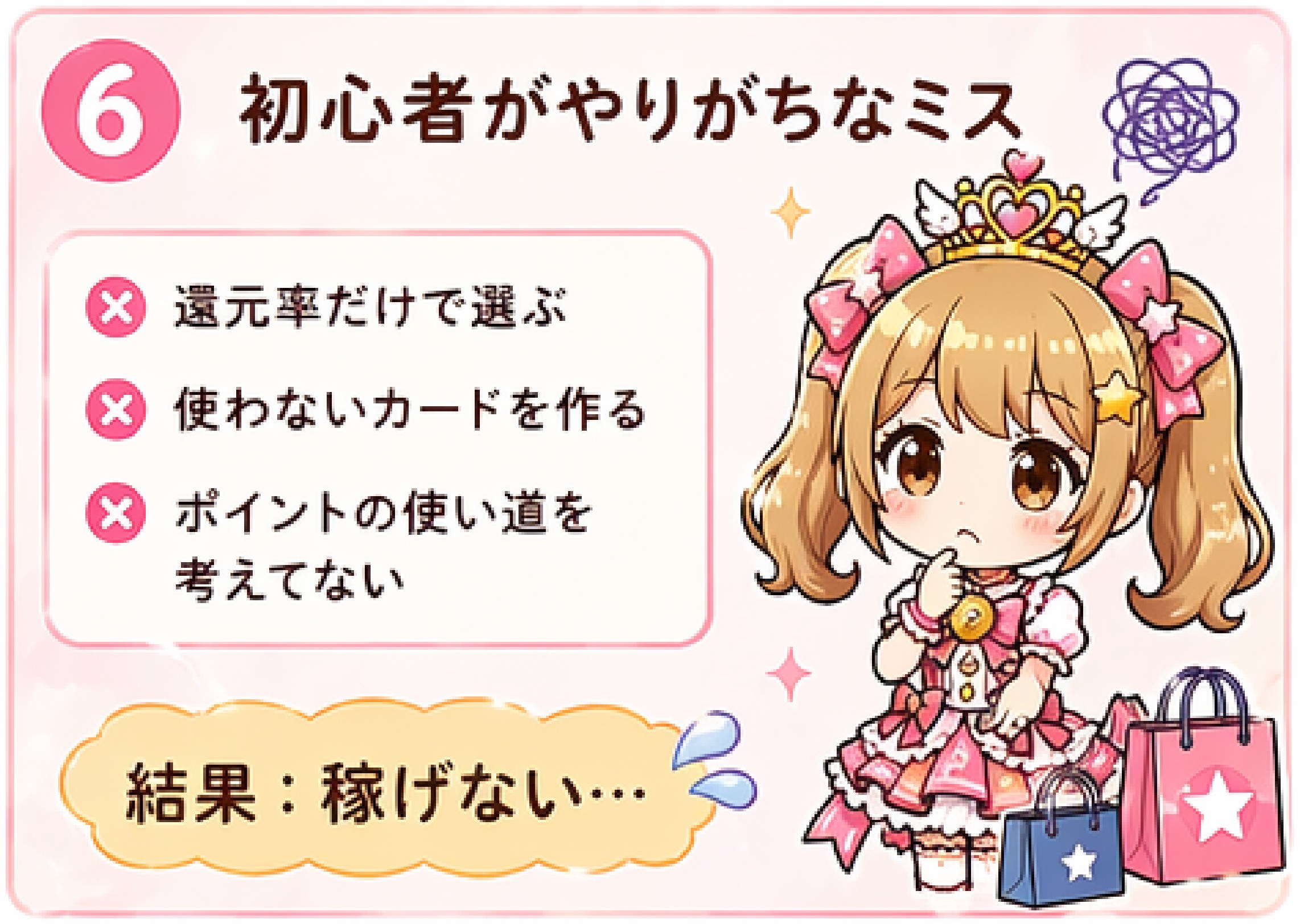 クレカ初心者がやりがちな3つのミス。還元率だけで選ぶ・使わないカードを作る・ポイントの使い道を考えてない