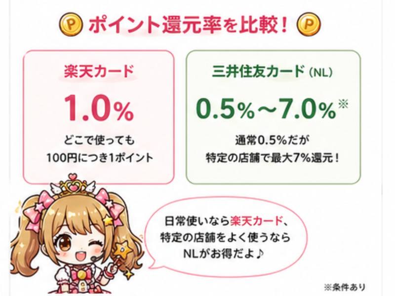 楽天カードと三井住友カードNLのポイント還元率比較